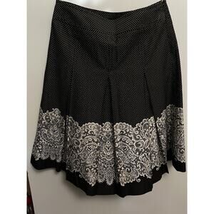 Talbots Box Pleast Black and White Dot Skirt 6